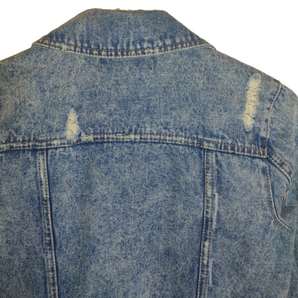 Acid Wash Distressed Denim Jacket XS – Tinseltown Teen Couture Grunge Trucker, - Picture 4 of 9